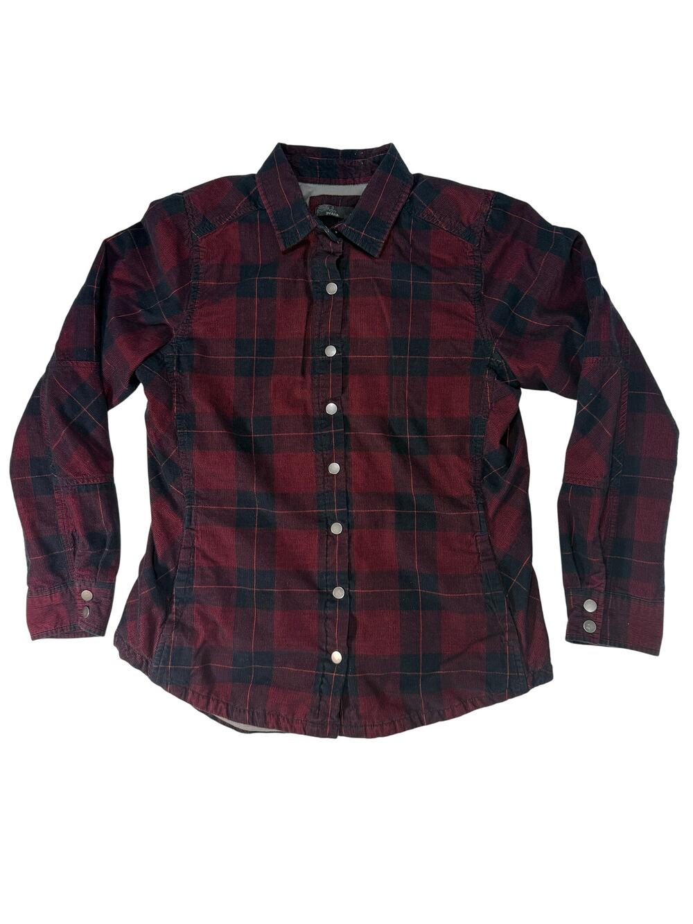 prAna Flannel Shirt Shacket Jacket Women’s Medium Red Black Plaid Snap Button